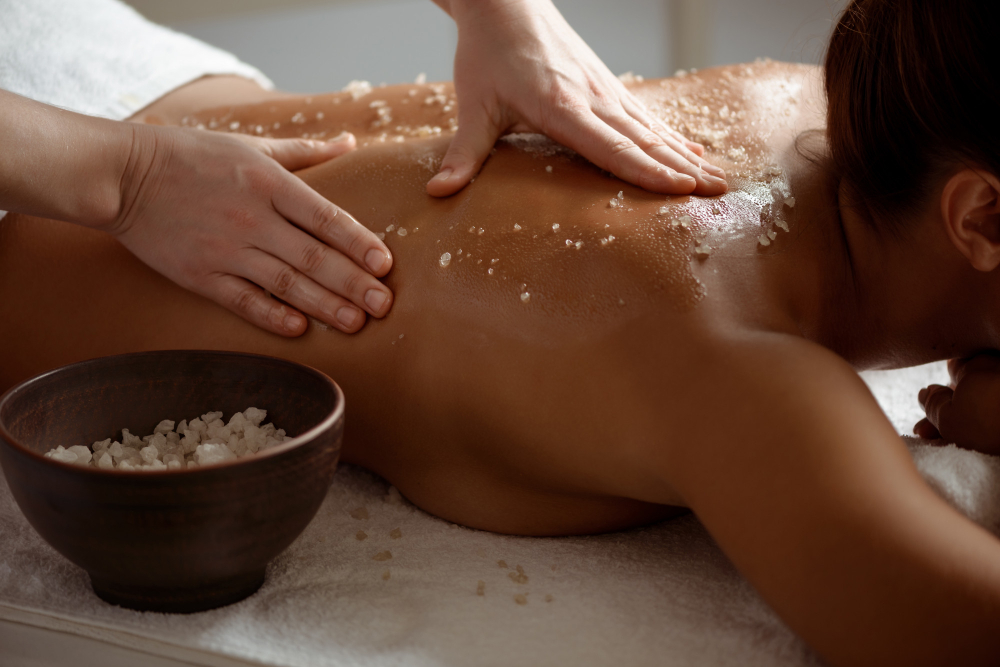 young woman relaxing spa salon